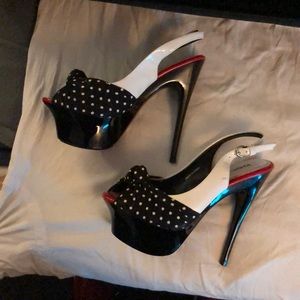 Bebe stilleto peep toe pumps